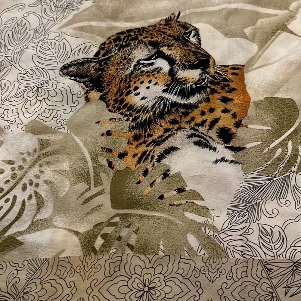 Oscar de la Renta silk scarf square leopard cheetah print 30”